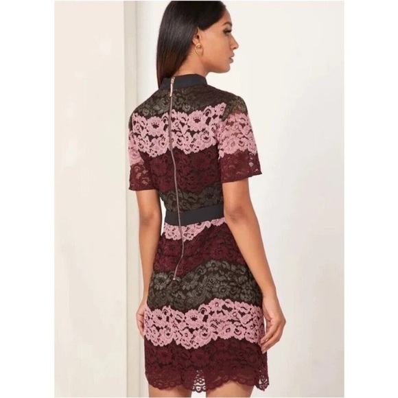 Ted Baker Dress Jaseyy Sheath Mini in Lace Panel Plum - Picture 4 of 10